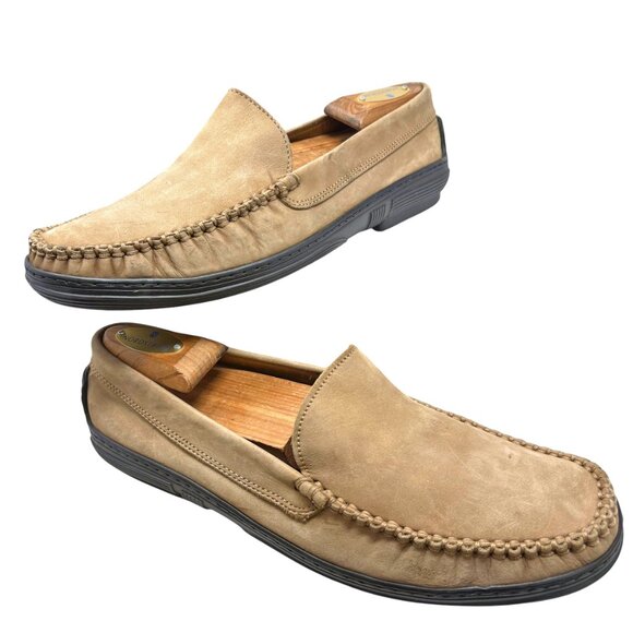 Brooks Brothers Mens Taupe Nubuck Moc Toe Slip On Casual Loafers - Picture 6 of 11